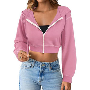 Hooded Cropped <b>Top</b> Women Sexy Short Hoodie Long Sleeve Cotton Pullover Street Fashion Casual Wear Comfort Fit - Product Image 1