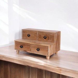 4 Spacious Wood Drawers Step Chest Small Size Storage Boxes & <b>Bins</b> for Convenient <b>Bedroom</b> Organization Small Wooden Box - Product Image 1