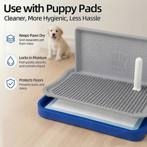 Inodoro de plástico lavable de 51 cm para cachorros con protector contra salpicaduras, inodoro interior para perros pequeños, envío directo desde la UE con poste para orina. - Product Image 5