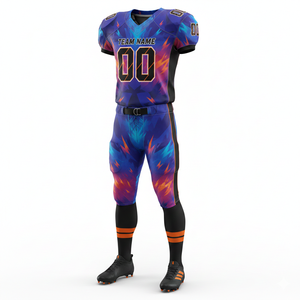 Ensemble de maillot et short de football américain sublimé personnalisable, 100% polyester respirant avec position du logo sur le devant - Product Image 5