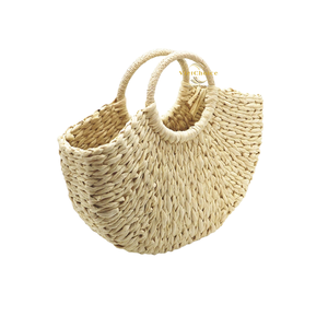 Sac en jacinthe d'eau tressé naturel, sans plastique, réutilisable pour le marché et la plage - Product Image 3