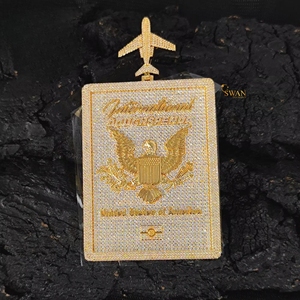 Elegante collar con colgante de pasaporte y avión de diamante cultivado en laboratorio de plata 925, joyería de Hip Hop helada, regalo único para él - Product Image 1