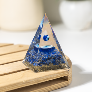 Pyramides de protection contre le mauvais œil de qualité supérieure avec cristaux de lapis-lazuli, pyramide d'énergie orgonique pour la guérison et la méditation - Product Image 5