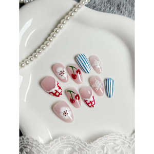 Cherry Picnic Press on Nail Art Chic y divertido - Product Image 3