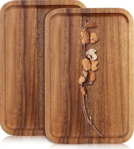 Bandeja de servicio rectangular personalizada de alta calidad hecha en la India tamaño personalizable fábrica de madera de acacia natural al por mayor - Product Image 1