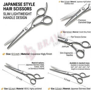 Ciseaux à cheveux de style japonais, ciseaux à cheveux avec manche fin et léger, design professionnel pour barbier et salon - Product Image 5