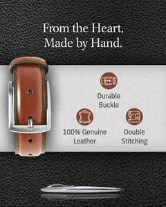 Ceinture en cuir de vachette véritable de qualité supérieure pour homme, classique, décontractée, boucle en acier, longueur réglable, écologique, résistante - Product Image 2