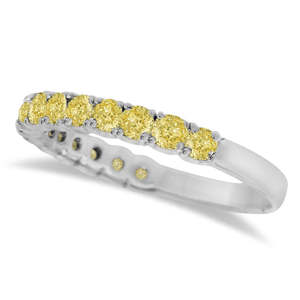 Bague en diamant jaune canari de 1,00 ct, alliance en or blanc 14 carats - Product Image 2