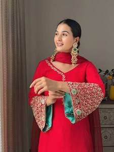 NUEVO SALWAR KAMEEZ MODERNO DEGNER PARA FIESTAS CON DUPPATA ELEGANTE Y TRABAJO DE BORDADO - Product Image 6