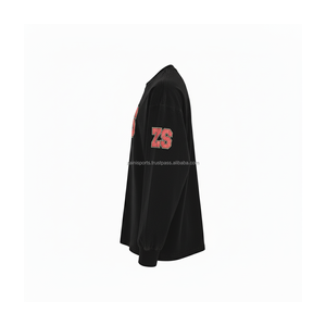 Premium 350 GSM Heavyweight Fleece Sweatshirt <b>Black</b> Soft Cotton Blend Custom Puff Print Logo Unisex Pullover Basics Sweatshirts - Product Image 5