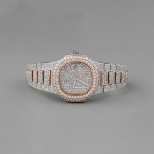 Montre décontractée à cadran rond pour homme en or rose avec diamants Moissanite VVS, mouvement à quartz de luxe - Product Image 2