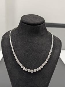 Collar de tenis Riviera de oro macizo de 14K con diamantes graduados de 15.00 Ct EF VVS cultivados en laboratorio, ideal para bodas, compromisos y fiestas. - Product Image 3
