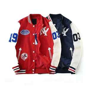 OEM personalizado bordado Chenille parches High Street Style hombres chaqueta de lana con cuello alto para el invierno - Product Image 4