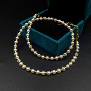 Collar de cuentas finas naturales 100%, Perla lisa de agua dulce de 4mm, estilo islámico Vintage liso, regalo de joyería de plata chapado en oro blanco - Product Image 1