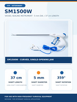YYF SM1500W Pince de scellement et de coupe RF en acier inoxydable de 5 mm et 37 cm avec garantie d'un an pour la chirurgie laparoscopique vétérinaire