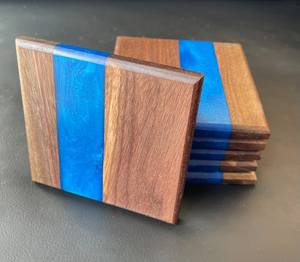 Haute qualité 4 pièces ensemble à la main en céramique résine époxy sous-verres en bois forme personnalisée napperon écologique Style de luxe américain - Product Image 4