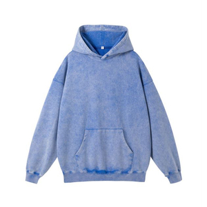 Suéter de gran tamaño para hombre de algodón 100% pesado lavado ácido Vintage sudadera técnica bordada Sudadera con capucha de invierno patrón sólido - Product Image 2