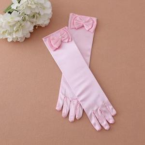 Elegantes guantes largos de satén con diseño de lazo Mujeres Niñas Fiesta Vestido de noche Accesorios de disfraz de princesa - Product Image 4