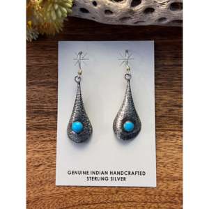 Boucles d'oreilles pendantes Harold Joe vintage plaquées or, turquoise et argent sterling, avec pendentif goutte d'eau et perles, style élégant - Product Image 4