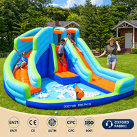 Château gonflable résidentiel personnalisé pour enfants avec toboggan en tissu Oxford, piscine à balles et piscine à jets d'eau pour jardin