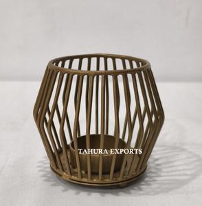 <b>Mini</b> Tabletop Cage Style Candle Holder With Sleek Modern Design Ideal For Minimalist Interior And Contemporary Decorative Accent - Product Image 1