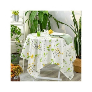 Factory Direct Sale <b>Round</b> Pastel Blue Tasselled Embroidered 100% Organic Cotton Soft Fabric Customized Pattern Table Cloth Sets - Product Image 6