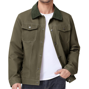 Covered Button Newly Arrived Cotton Breathable <b>Long</b> Sleeves Canvas <b>Men's</b> <b>Jackets</b> <b>Man</b> <b>Jackets</b> <b>Jacket</b> for <b>man</b> - Product Image 5
