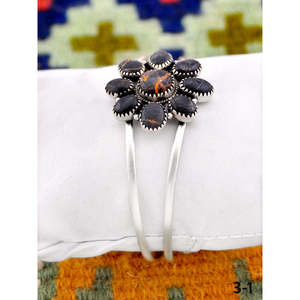 Southwest Handmade Black Jack & Sterling Silver Cuff Bracelet Fashionable Accessory - Product Image 2
