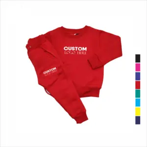 Setelan Jogging anak laki-laki dengan celana, kaus ukuran kustom dengan celana/warna Solid, setelan Jogging logo kustom, celana lari anak keringat