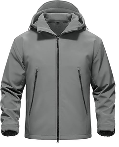 Chaqueta Softshell con Capucha para Hombre, Impermeable, Forrada de Forro Polar, Chaqueta de Lluvia Ligera, Cortavientos, Abrigo de Invierno para Senderismo al Aire Libre - Product Image 5