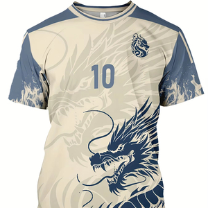 T-shirt pour homme au design classique de dragon OEM, chemises décontractées personnalisées, tissu sergé 100% coton pour adolescents - Product Image 1