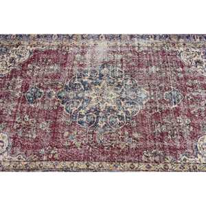 Vintage Red Blue <b>Turkish</b> <b>Rug</b> 4.4 X 7.3 ft Large Area Wool Seagrass Latex Patchwork for Teenagers Rectangle Hallway for Room - Product Image 5