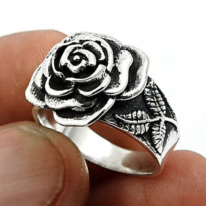 Prix de gros de haute qualité 925 en argent Sterling oxydé Design Unique Bague Rose Bijoux faits à la main Grossiste Fabricant Inde - Product Image 1
