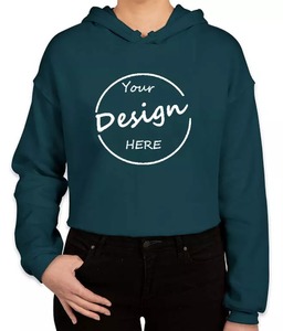 Sweat à capuche court grande taille pour femmes haut ample et uni avec matériau en coton polyester de style sport pour l'hiver - Product Image 6