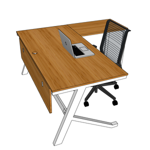 BFYB010-YBamboo L-Shaped Corner <b>Desk</b> 160x160cm with Assembled Iron Legs and Drawer - Product Image 3