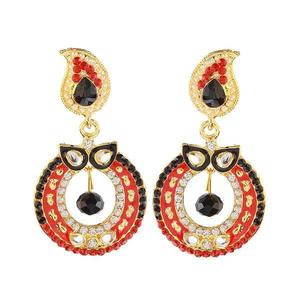 Kriaa Pendientes colgantes finos Piedra austriaca roja y negra Paquete de 6 piezas Modelo 1304637 - Product Image 1