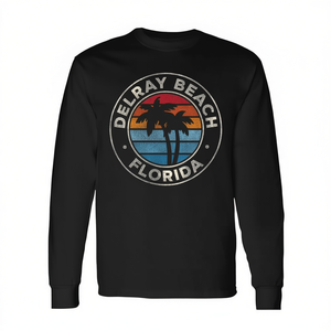 T-shirt promozionale a maniche lunghe con grafica vintage anni '70 di Delray Beach Florida FL - Product Image 2