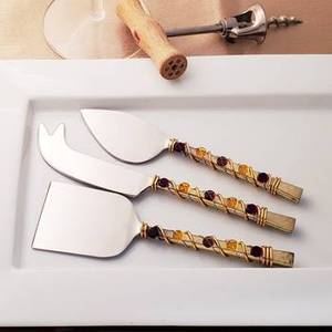 Ensemble de 3 couteaux à fromage en acier inoxydable au design unique Argenterie Vaisselle d'hôtel Couteaux à fromage de qualité supérieure d'Inde - Product Image 3