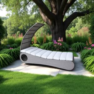 เตียงอาบแดดหวายเทียมกลางแจ้งรุ่น PRSB-013 เฟอร์นิเจอร์อเนกประสงค์สำหรับวิลล่า อพาร์ตเมนต์ และลานบ้าน - Product Image 2