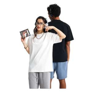 Camiseta extragrande en blanco de algodón pesado liso para camiseta unisex para hombre - Product Image 1