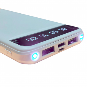 <span class=keywords><strong>Power</strong></span> <span class=keywords><strong>Bank</strong></span> portabel putih 10000mAh, dengan layar LED dengan senter isi daya Cepat Input 5V/2,1A baterai eksternal