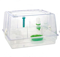 Cage en plastique Acepet pour poussins et cailles avec porte carrée et plateau en plastique (Taïwan)