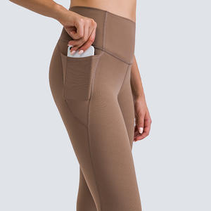 New Design <b>Women's</b> High Waist Breathable Anti-Bacterial Polyester Seamless Leggings Custom Logo Colors Sporty <b>Lounge</b> Left Leg - Product Image 4