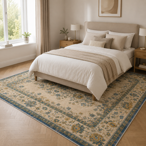 Netline Home Century Lattice Natural Beige Floral <b>Washable</b> <b>Rug</b> - Product Image 6