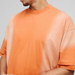 Col ras du cou côtelé 300 Gsm T-shirts personnalisés en gros T-shirt surdimensionné de haute qualité pour hommes - Product Image 6