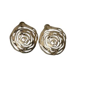 1920 Austin vente petites Surfaces texturées en laiton mariée perle boucles d'oreilles mode indien géométriquement métal perlé bijoux - Product Image 5