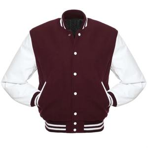 Vestes de baseball en cuir à manches longues pour hommes avec impression personnalisée, couleur unie, chaudes pour l'hiver, respirantes, manches longues, devant OEM ODM - Product Image 1