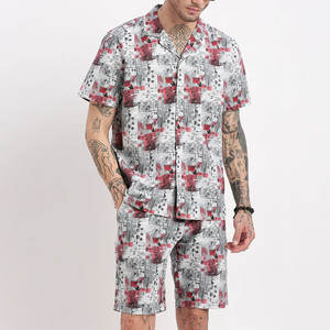 Ensemble de t-shirts et shorts pour hommes d'été à la mode couleur unie imprimé Style Hip Hop tissu éponge tricoté séchage rapide - Product Image 2