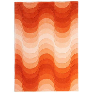 Alfombra de diseño abstracto moderno de onda Retro, alfombra de área dorada marrón de lana con mechones a mano, duradera para uso doméstico en sala de estar y dormitorio - Product Image 4