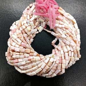 Perles rectangulaires lisses en opale rose naturelle polie de haute qualité avec couleur rose tendre pour la fabrication de bijoux et l'artisanat de bricolage - Product Image 1